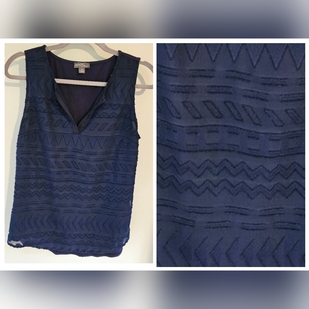 Women's Navy Blue Sleeveless Blouse Market & Spruce, Medium